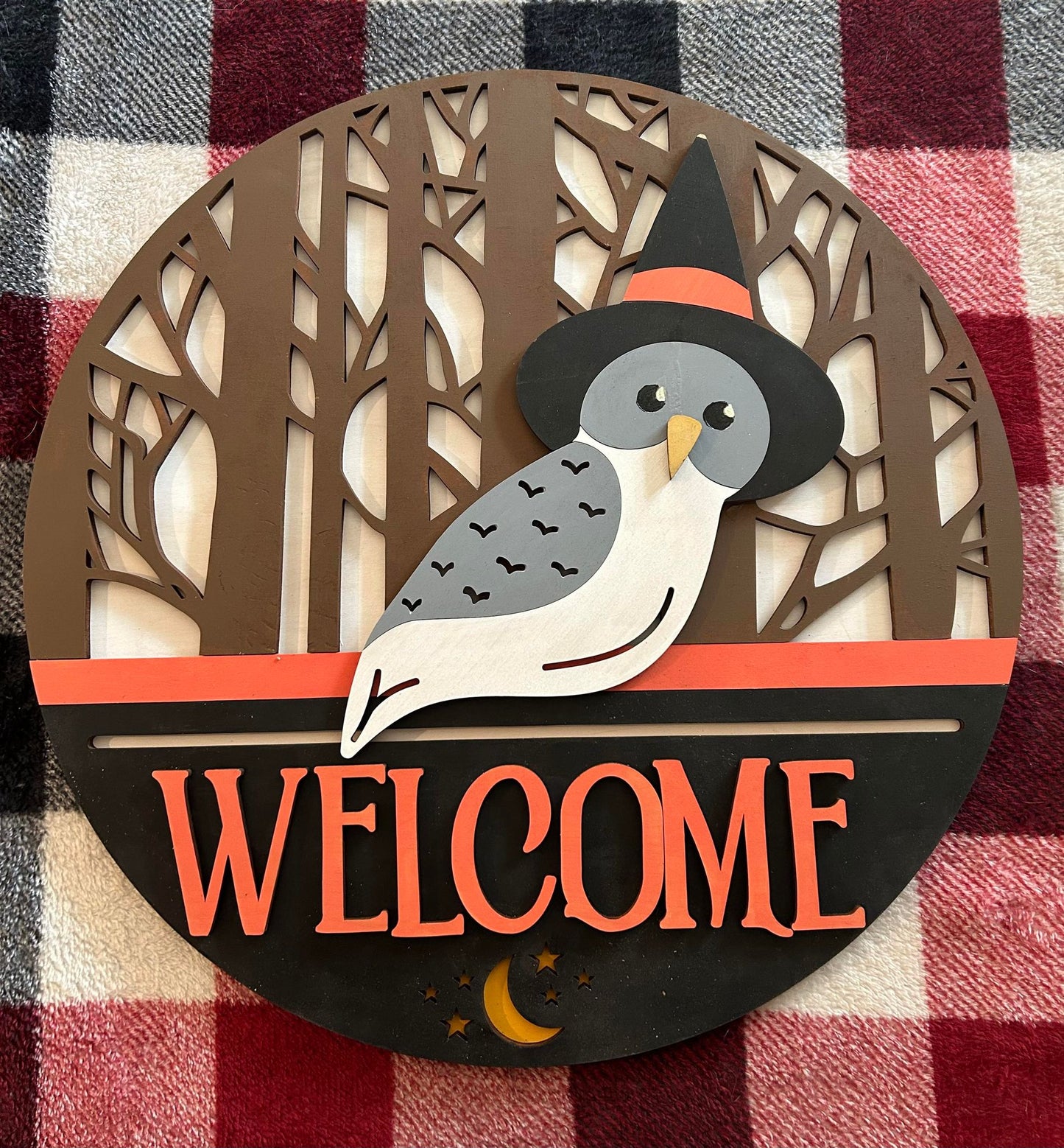 Welcome Owl Halloween Door Hanger