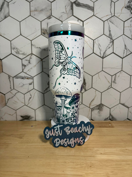 Butterfly and Mushrooms 40 oz Engraved Tumbler