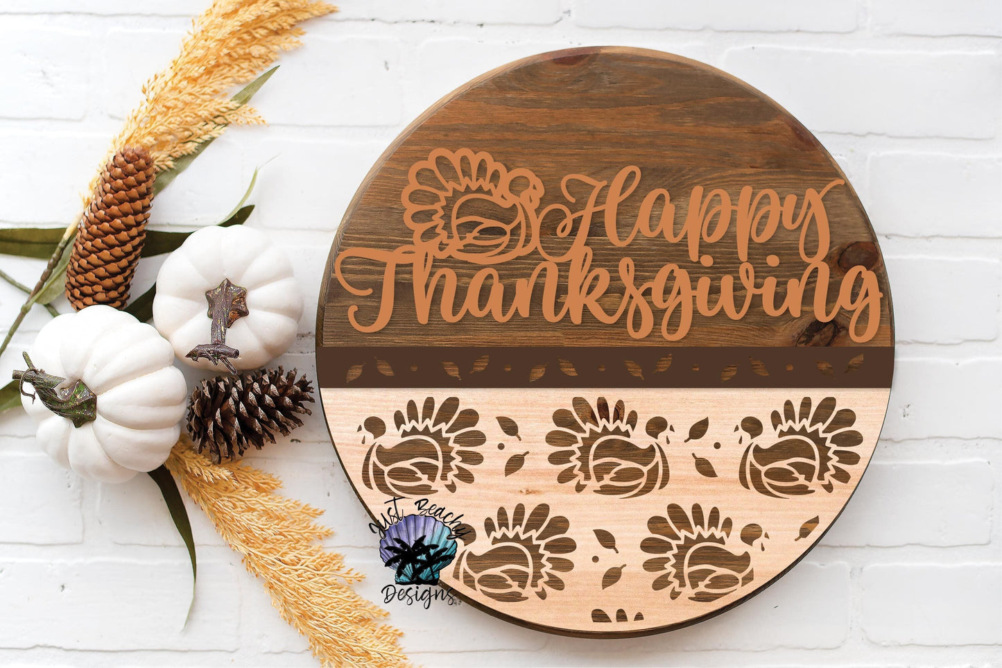 Happy Thanksgiving Turkey Outline Door Hanger