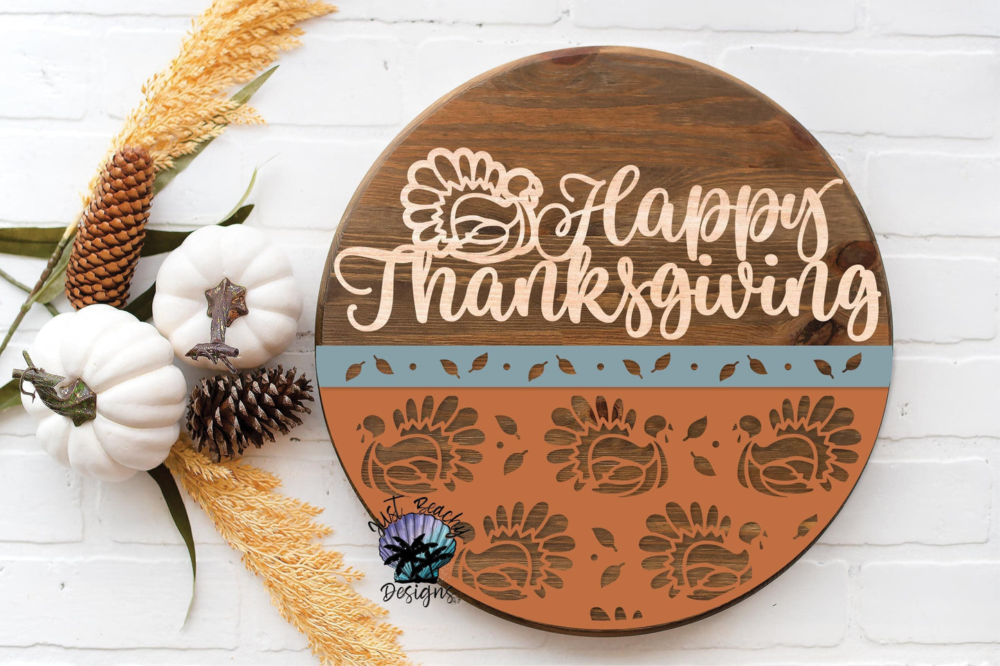 Happy Thanksgiving Turkey Outline Door Hanger