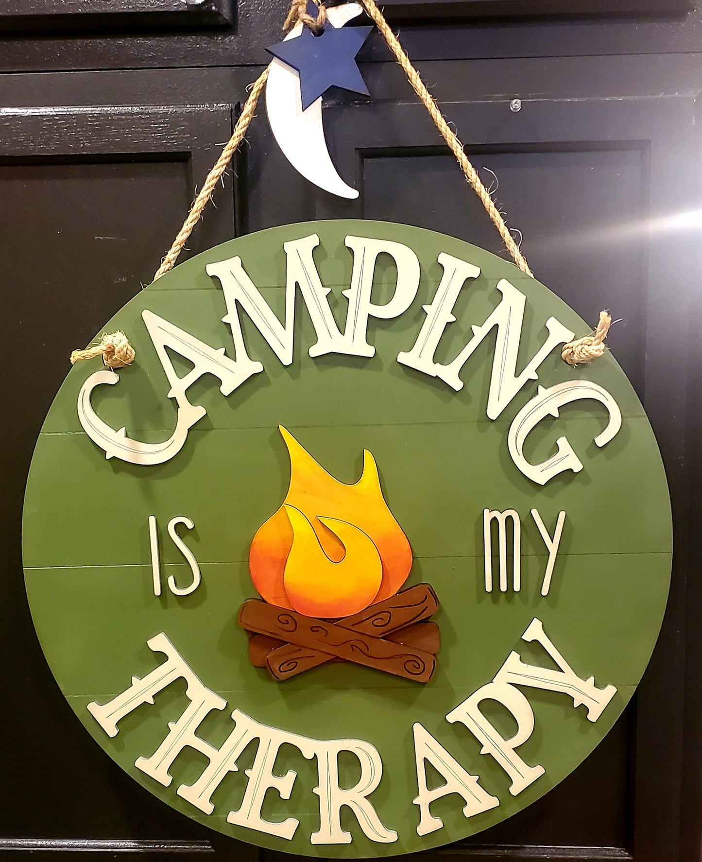 Camping Is My Therapy Door Hanger