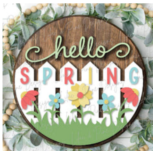 Hello Spring Multi Flower Door Hanger