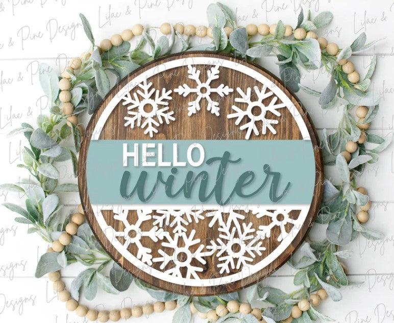 Hello Winter door hanger