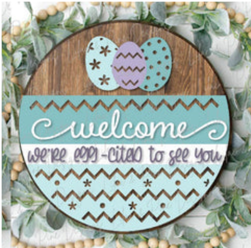 We're Egg-cited to see you Door Hanger