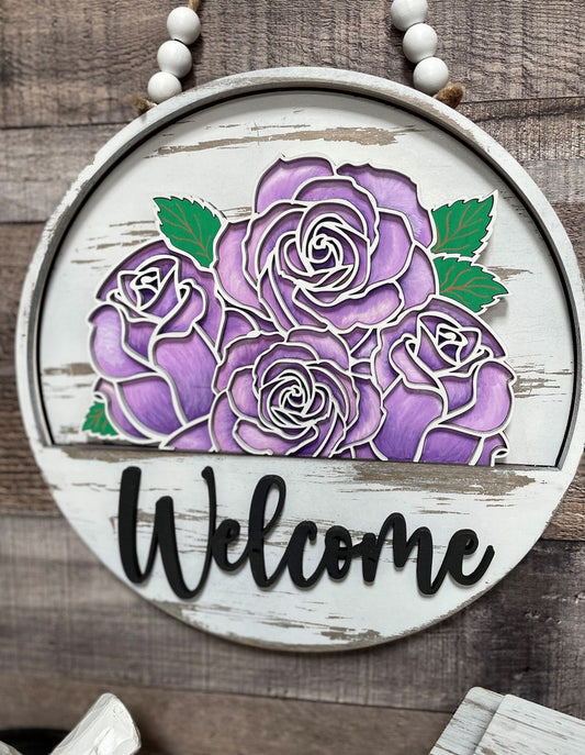 Welcome Rose Door Hanger